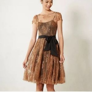 Anthropologie Moulinette Soeurs Honeyed Lace Dress Bronze  - Size 2